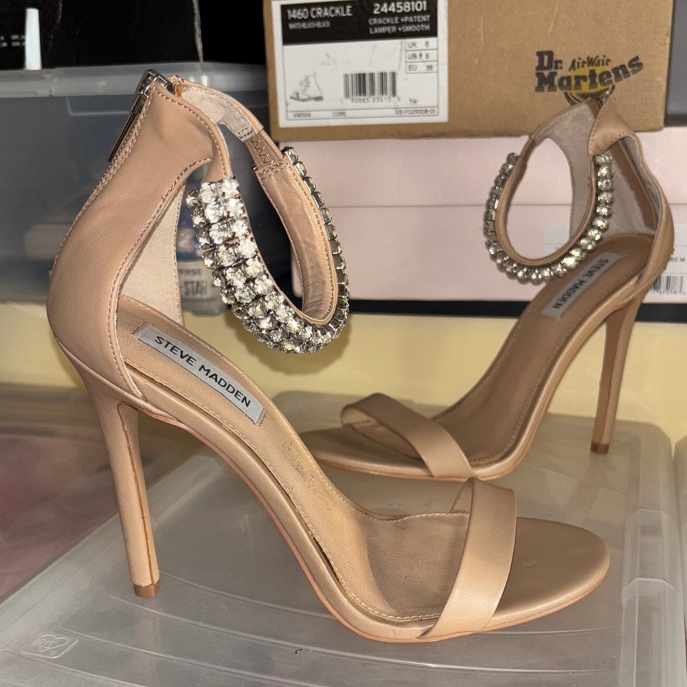 Steve Madden Nude Heels with Sparkling Ankle Strap